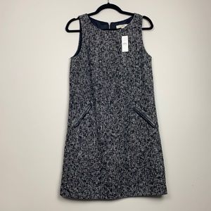 Loft Sleeveless Shift Dress Boucle Black White 6